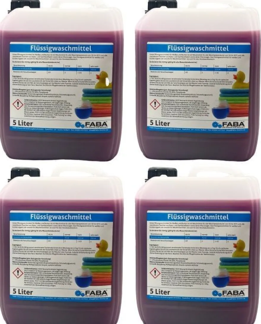 4 x 5 L Flüssigwaschmittel Konzentrat Universal Color lila inkl. Ausgießer