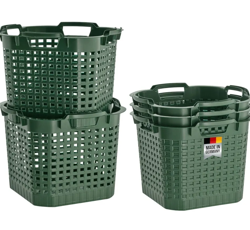 5x Obstkorb 25L grün Gartenkorb Gemüsekorb stapelbar Erntekorb Kartoffelkorb