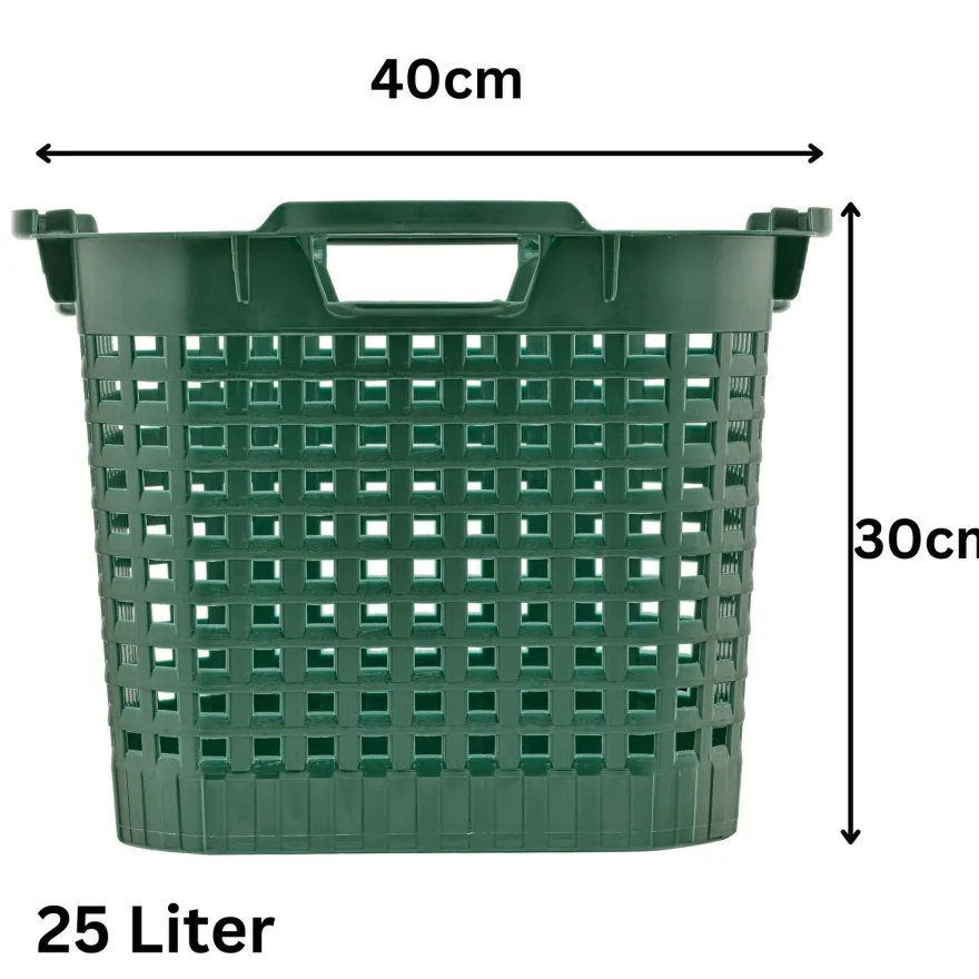 5x Obstkorb 25L grün Gartenkorb Gemüsekorb stapelbar Erntekorb Kartoffelkorb
