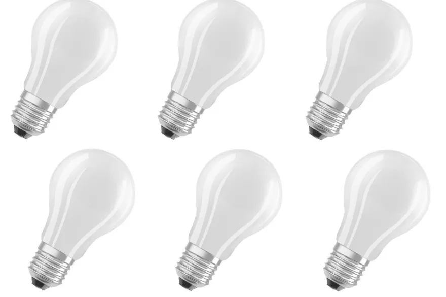 6x OSRAM LED Glühlampe A 60 E27 7W=60W dimmbar kaltweiß matt EEK: (Spekt. A-G)
