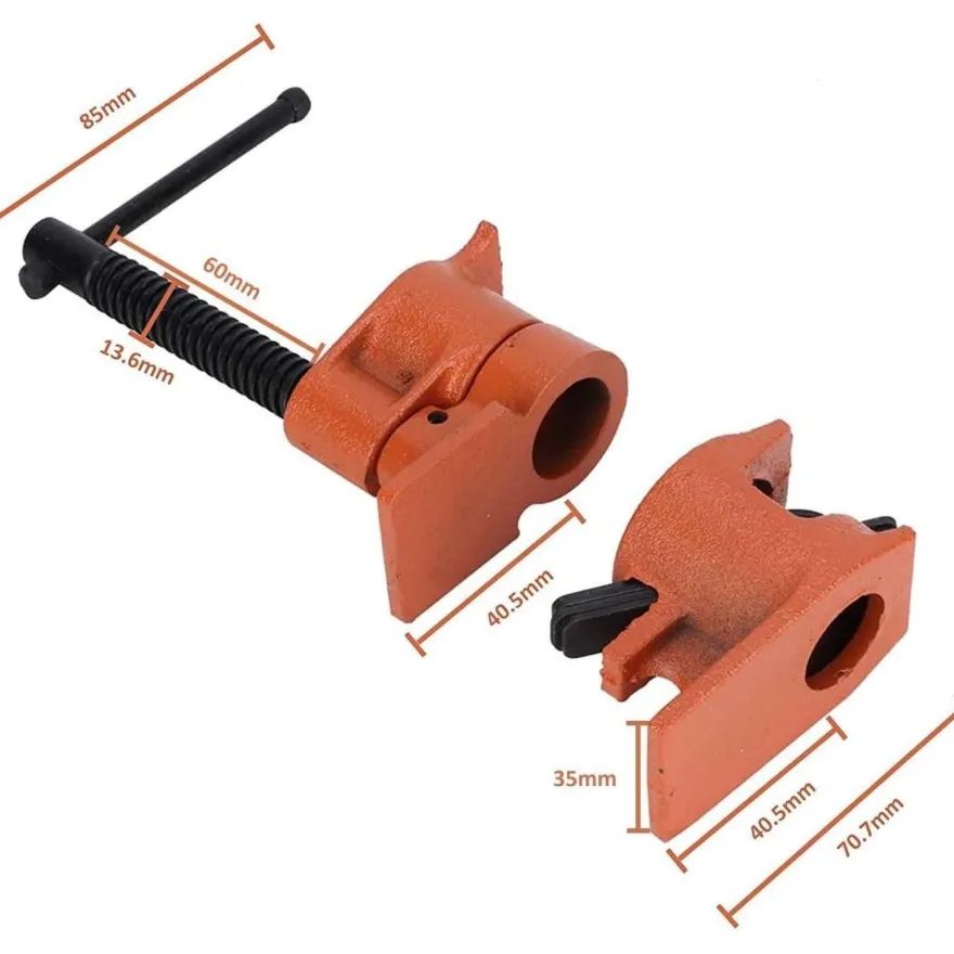 4x Rohr Schraubzwinge 1/2 Zoll, Schnellspann Mechanismus für Holzbearbeitung