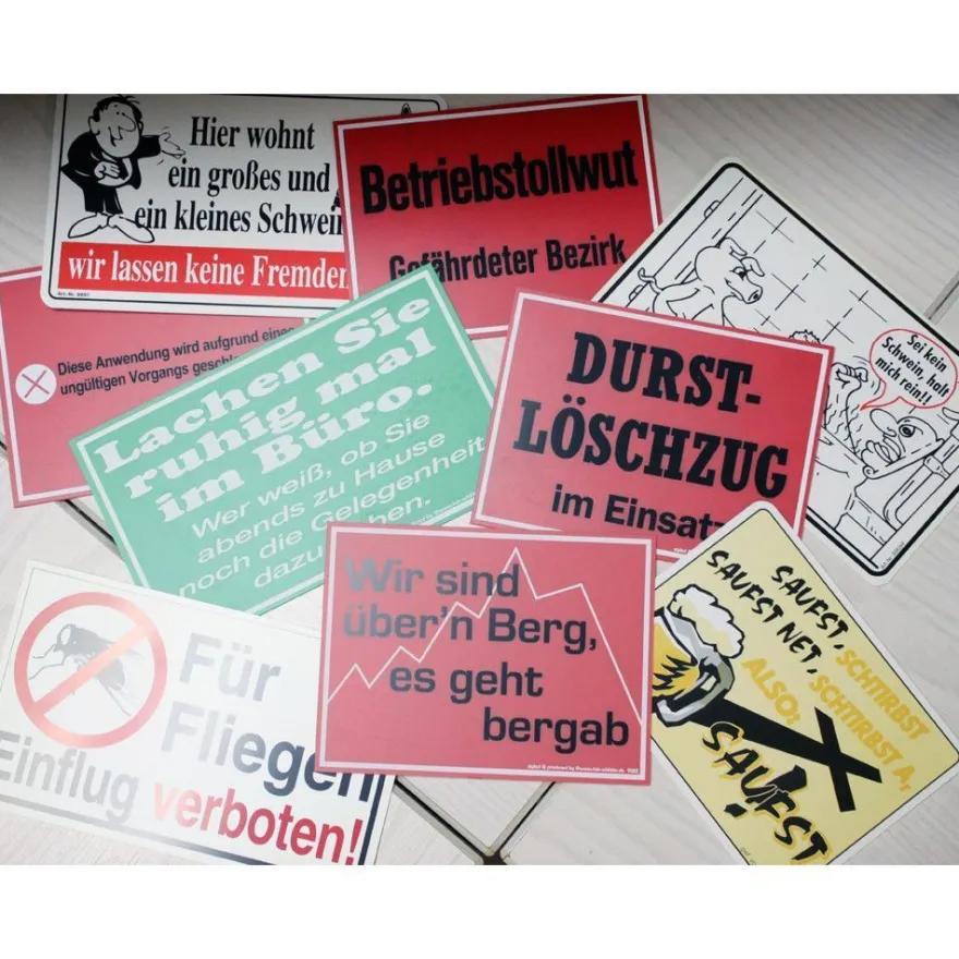 500 x Schild Spaßschilder versch. Groeßen Restposten Schilder - 125023/6