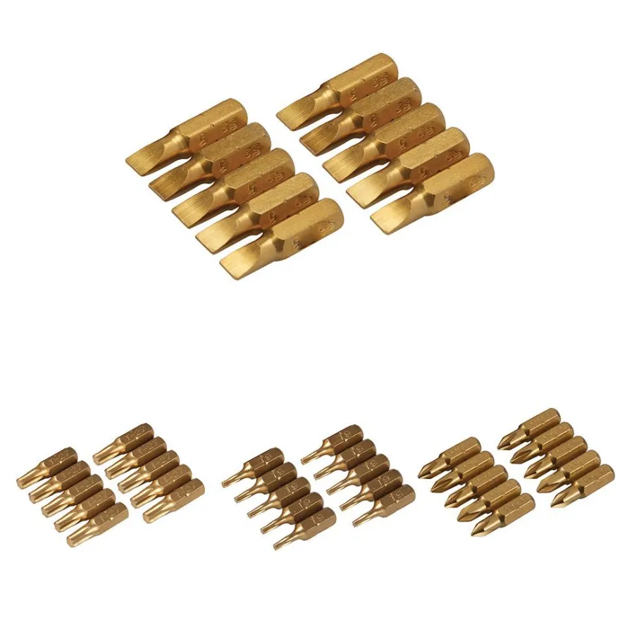 10 x Schraubendreher Gold Bits verschiedene Größen - Antrieb / Größe:
