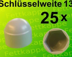25 x Sechskant Schutzkappen Grau Schlüsselweite 13 - Schrauben - Kappen