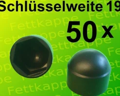 50 x Sechskant Schutzkappen Schwarz Schlüsselweite 19 - Schrauben - Kappen