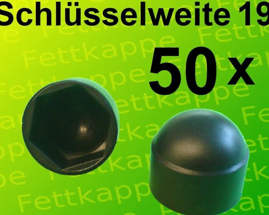 50 x Sechskant Schutzkappen Schwarz Schlüsselweite 19 - Schrauben - Kappen