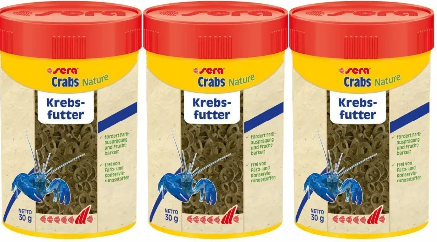 3x Sera Crabs Nature 100ml - Krebsfutter fördert Farbausprägung MHD 02/25