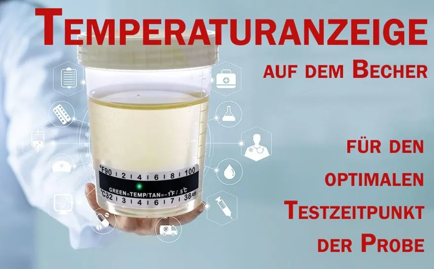 5 x Steriler Urinbecher/ Probenbecher Schraubverschluss 120 ml mit Temperaturanzeige
