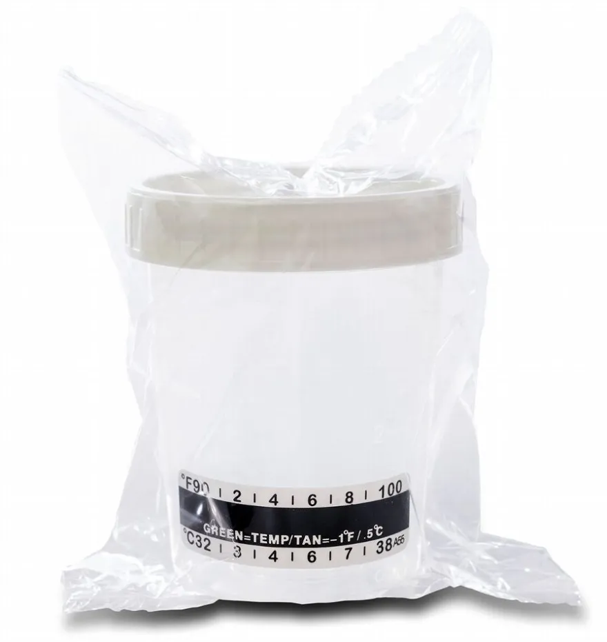 5 x Steriler Urinbecher/ Probenbecher Schraubverschluss 120 ml mit Temperaturanzeige
