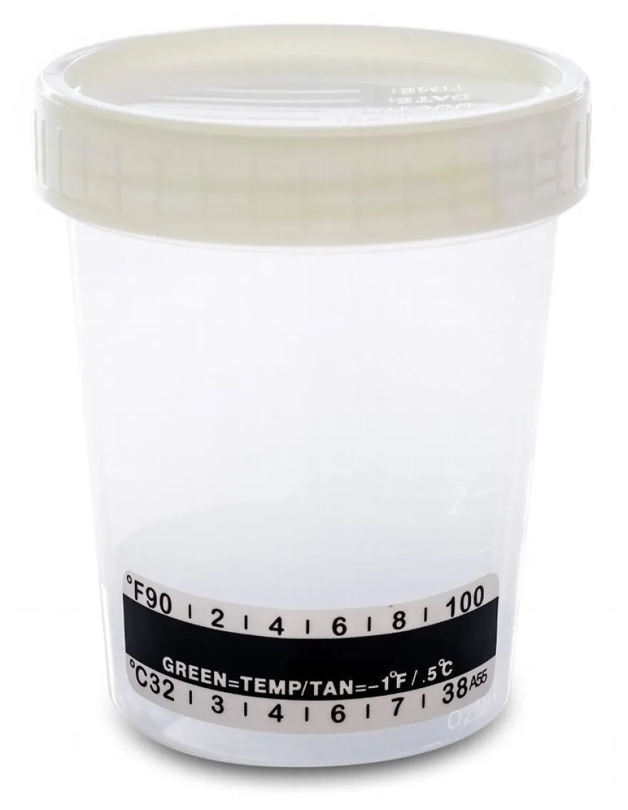5 x Steriler Urinbecher/ Probenbecher Schraubverschluss 120 ml mit Temperaturanzeige