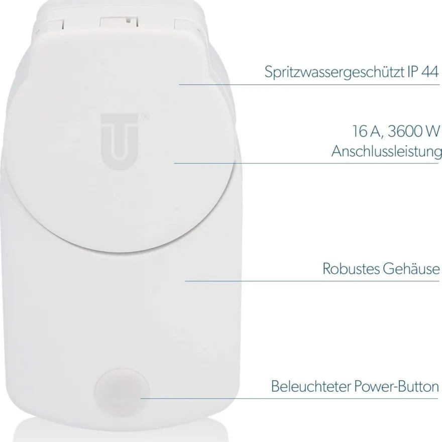 3x Unitec Smart Steckdose WLAN Outdoor IP44 Zwischenstecker Alexa Google Tuya