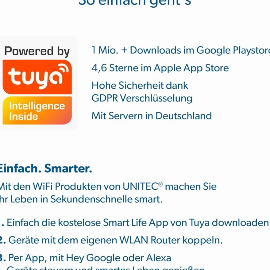 3x Unitec Smart Steckdose WLAN Outdoor IP44 Zwischenstecker Alexa Google Tuya