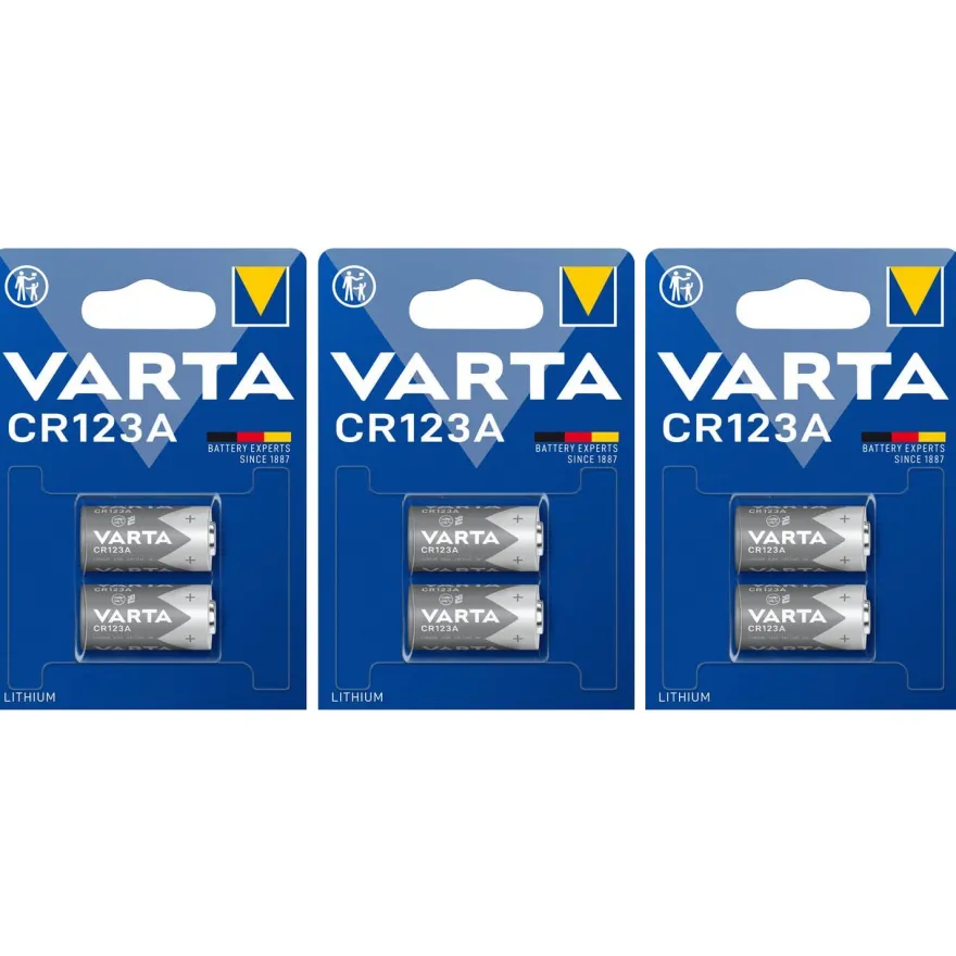 3x Varta CR123A CR17345 Photo Lithium Batterie 3V 6205 ø17x34,5mm 2er Blister