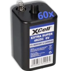 60x XCell 4R25C Blockbatterie 6V 9,5Ah – passend für Baustellenleuchten, Warnlampe