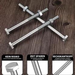 XxinXrong 10 Stück M10x140mm Sechskantschrauben mit Schaft, verzinkt