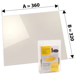360 x 320 x 4 mm Kaminglas ohne/mit Dichtungsset Ofenscheibe plan für Ofen Kamin