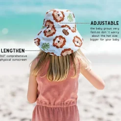 XYIYI Baby Fischerhut mit Nackenklappe, Blauer Löwe, Baumwolle, 1-3 Jahre