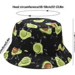 XYIYI Reversibler Fischerhut für Damen und Mädchen - Avocado Schwarz