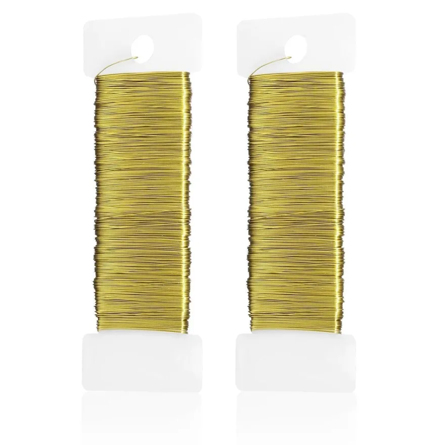 Yafe Basteldraht Gold, 2 Rollen (2x 50m) x 0,35mm - Blumendraht, Schmuckdraht