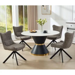 Ya-Home Esszimmerstühle drehbar 2er Set 360° Drehstuhl Küchenstuhl Chenille