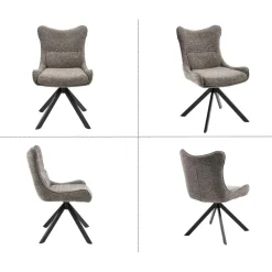 Ya-Home Esszimmerstühle drehbar 2er Set 360° Drehstuhl Küchenstuhl Chenille