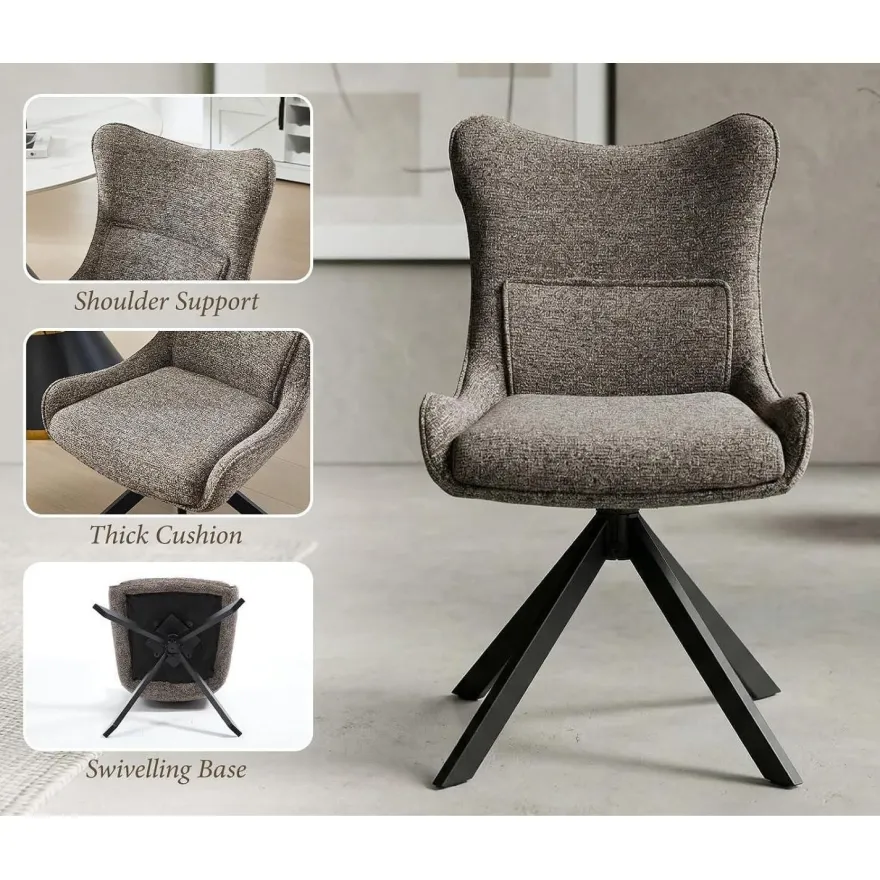 Ya-Home Esszimmerstühle drehbar 2er Set 360° Drehstuhl Küchenstuhl Chenille