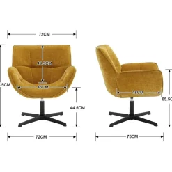 Ya-Home Loungesessel Ohrensessel 360° Drehbar, Chenille Sessel Wohnzimmer, Gelb