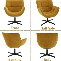 Ya-Home Loungesessel Ohrensessel 360° Drehbar, Chenille Sessel Wohnzimmer, Gelb