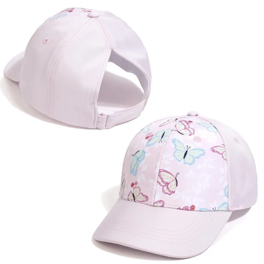 YAMEE Kinder Baseballkappe mit Pferdeschwanz-Öffnung, atmungsaktiv, UV-Schutz