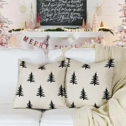 YCOLL 2er Set Kissenbezüge 45x45 cm, Weihnachten Dekokissen aus