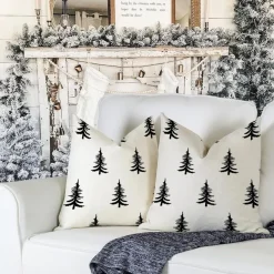 YCOLL 2er Set Kissenbezüge 45x45 cm, Weihnachten Dekokissen aus