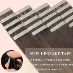 YDDM Tape Extensions Echthaar Balayage Braun 40cm 80g Dunkelbraun mit Chestnut