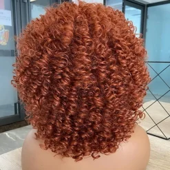 Yeeshedo Afro Perücke Ingwer Rot, kurze lockige Kunsthaarperücke mit Pony für