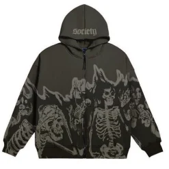 Y2K Emo Men Streetwear Vintage Skull Hoodie Zip Up Hoodies Grunge Oversized