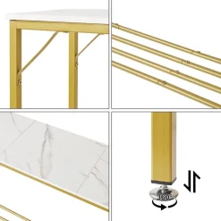 YMYNY Konsolentisch Beistelltisch Spleißdesign Eingangstisch Weiß Gold
