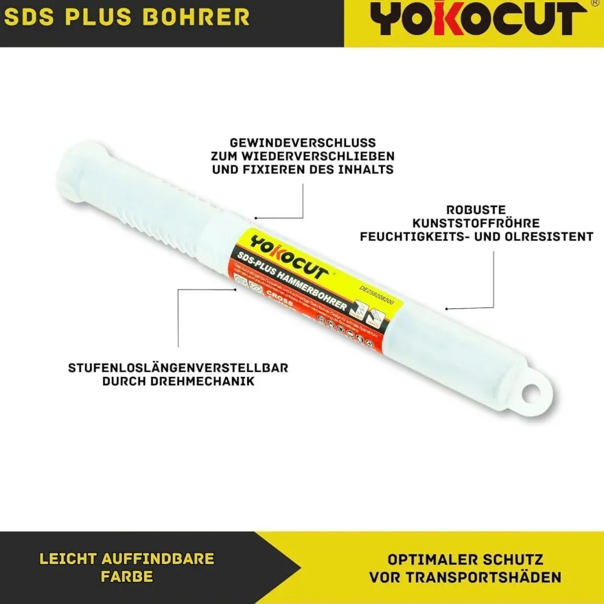 Yokocut SDS Plus Bohrer 5x160 mm (2 Stk.) - 4X Schneiden Hammerbohrer für Beton