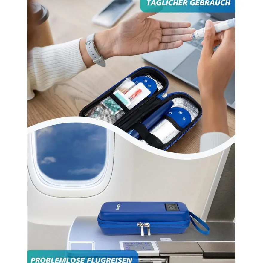 Youshares Insulin Kühltasche mit 2 TSA Eispackungen, Mini Medikamenten Kühlbox