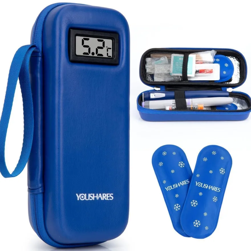 Youshares Insulin Kühltasche mit 2 TSA Eispackungen, Mini Medikamenten Kühlbox