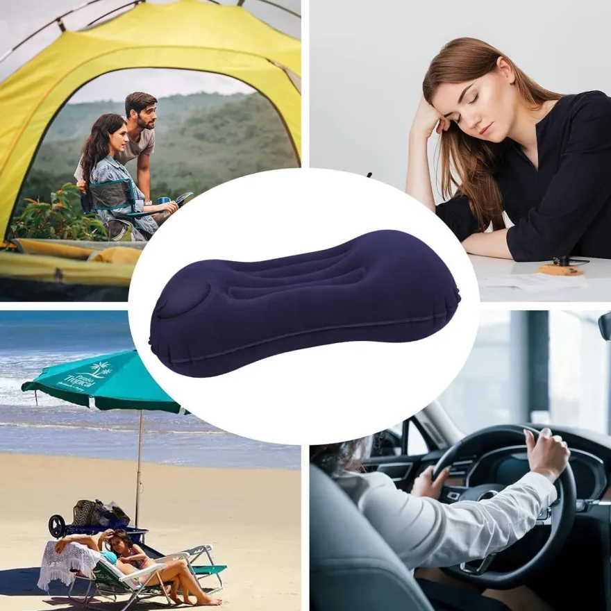 YOUXIU Aufblasbares Reisekissen mit Handpresse - Ideal für Camping, Auto