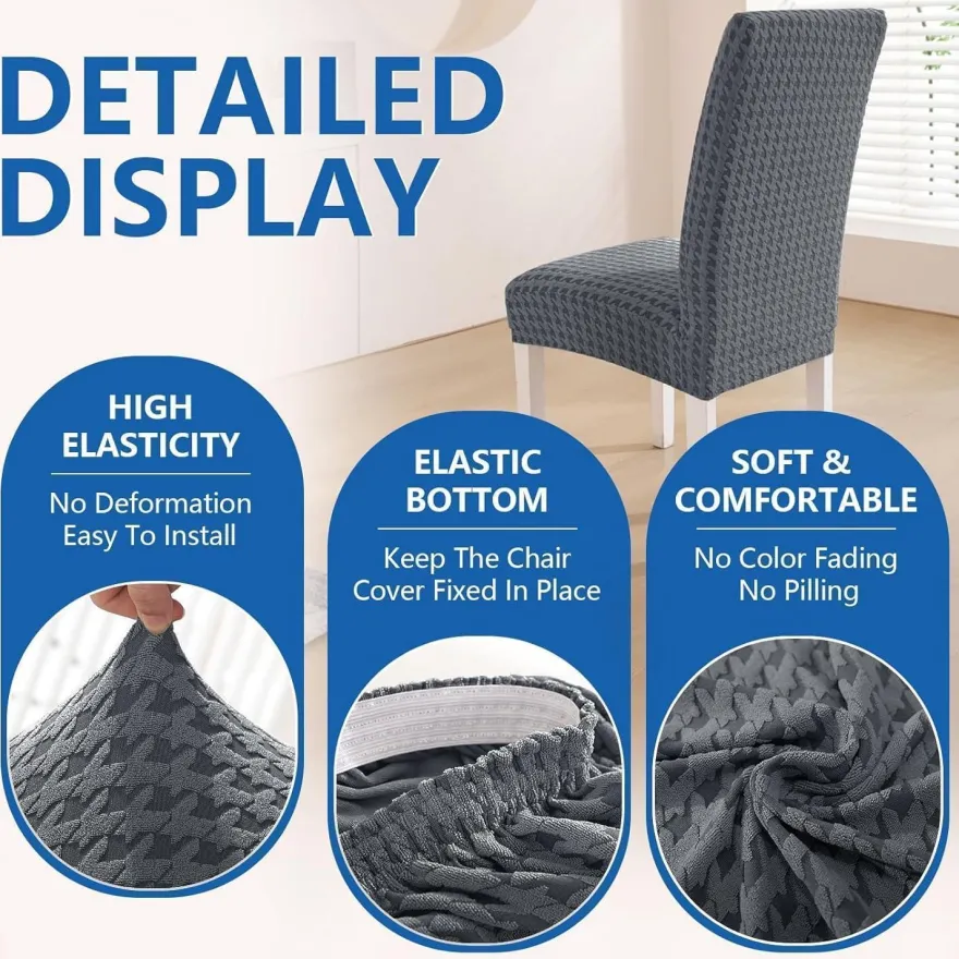 Ystellaa Stretch Stuhlhussen 4er Set, elastische Stuhlbezüge für