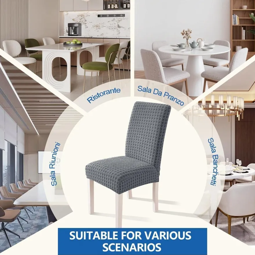 Ystellaa Stretch Stuhlhussen 4er Set, elastische Stuhlbezüge für