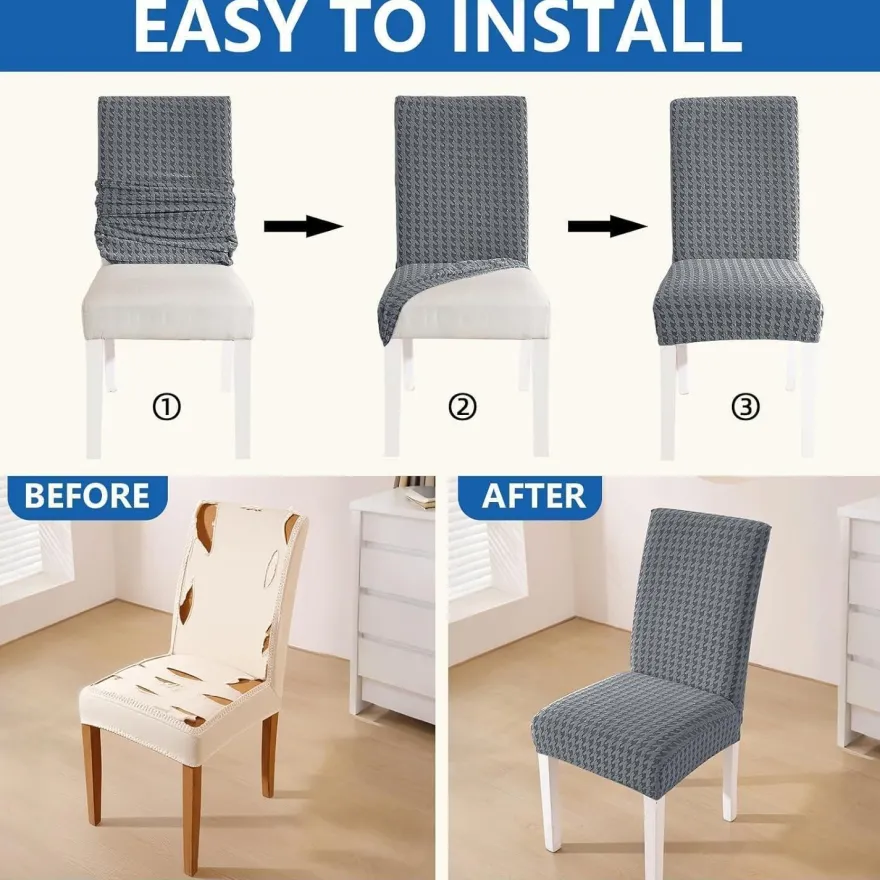 Ystellaa Stretch Stuhlhussen 4er Set, elastische Stuhlbezüge für