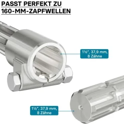Zapfwelle 160mm Buchse Keilwellenaufnahme 8-32x38x6 für Ausgangswelle 8-32x38x6