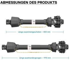 Zapfwelle T4 Gelenkwelle 900-990mm 460Nm 540U/min PTO-Shaft 40kW 1 3/8