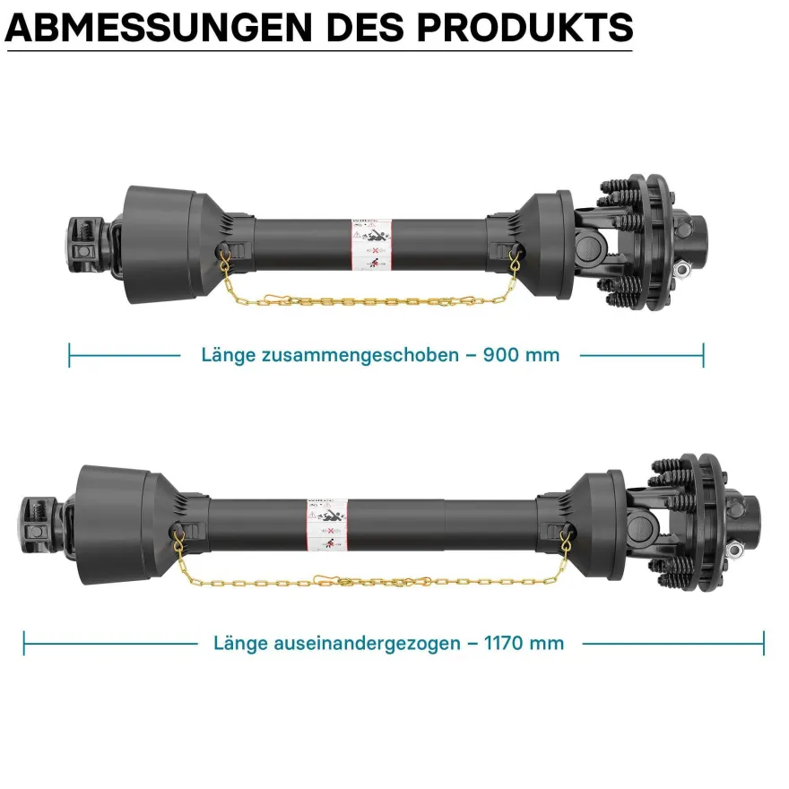 Zapfwelle T4 Gelenkwelle 900-990mm 460Nm 540U/min PTO-Shaft 40kW 1 3/8