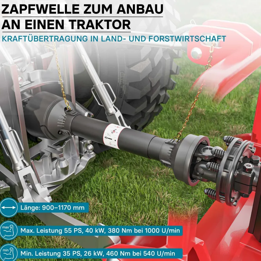 Zapfwelle T4 Gelenkwelle 900-990mm 460Nm 540U/min PTO-Shaft 40kW 1 3/8