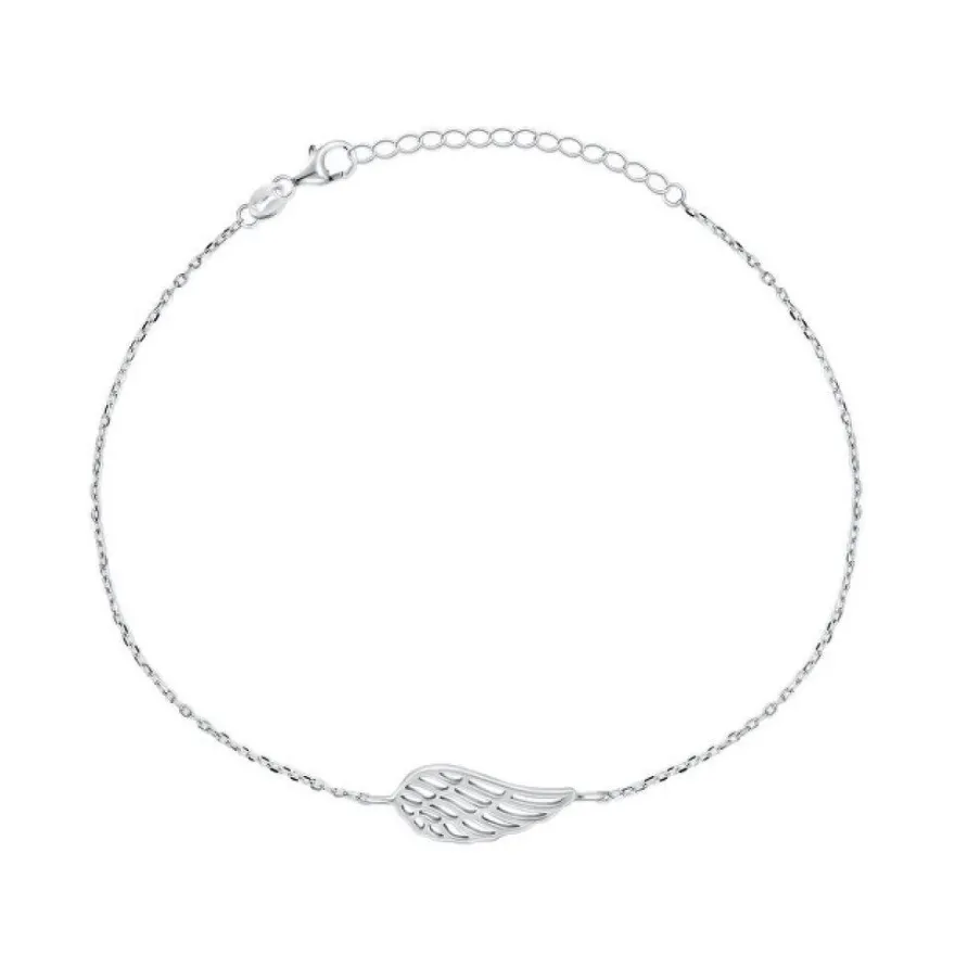 Zartes silbernes Engelsflügelarmband BRC129W