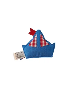 Zauberhafte Baby Rassel in Segelboot-Form aus Baumwolle / /olyester in Blau Beige