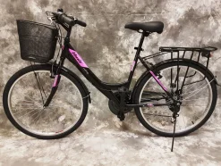 26 ZOLL Damencityrad 21-GANG Shimano & LICHT & KORB Schwarz-Pink NEU 2608-500-47cm