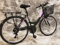 26 ZOLL Damencityrad 21-GANG Shimano & LICHT & KORB Schwarz-Pink NEU 2608-500-47cm